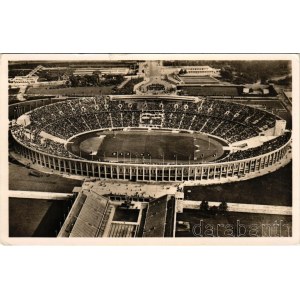 1936 Berlin, hier kämpft die Jugend der Welt um Olympische Ehren. Photo Hoffmann / olimpiai stadion / olympic games, sport stadium + So. Stpl. (EK)