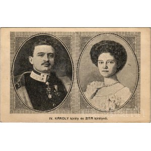 1916 IV. Károly király és Zita királynő / Charles IV and Queen Zita. Bíró A. Bpest. + IV. Károly király koronázása napján 1916. dec. 30. So. Stpl.