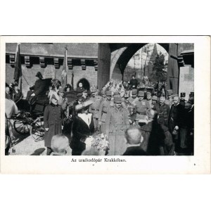 Az uralkodópár Krakkóban, IV. Károly és Zita királyné látogatása 1917. május 5-én, a helyi elöljárók fogadása / Charles I of Austria and Queen Zita visits Kraków on May 5, 1917. reception by local officials (EK)
