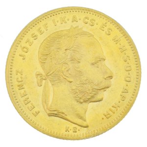 1876KB 8Ft/20Fr Au Ferenc József kapszulában (6,48g/0.900) T:AU / Hungary 1876KB 8 Forint / 20 Francs Au Franz Joseph in capsule (6,48g/0.900) C:AU Adamo M23, Krause KM#455