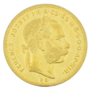 1877KB 8Ft/20Fr Au Ferenc József kapszulában (6,46g/0.900) T:XF / Hungary 1877KB 8 Forint / 20 Francs Au Franz Joseph in capsule (6,46g/0.900) C:XF Adamo M23, Krause KM#455