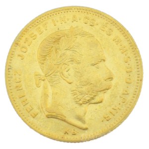 1879KB 8Ft/20Fr Au Ferenc József kapszulában (6,46g/0.900) T:AU,XF / Hungary 1879KB 8 Forint / 20 Francs Au Franz Joseph in capsule (6,46g/0.900) C:AU,XF Adamo M23, Krause KM#455