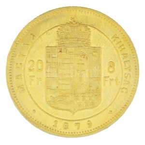 1879KB 8Ft/20Fr Au Ferenc József kapszulában (6,46g/0.900) T:AU,XF / Hungary 1879KB 8 Forint / 20 Francs Au Franz Joseph in capsule (6,46g/0.900) C:AU,XF Adamo M23, Krause KM#455