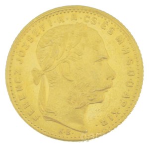 1882KB 8Ft/20Fr Au Ferenc József kapszulában (6,46g/0.900) T:AU,XF / Hungary 1882KB 8 Forint / 20 Francs Au Franz Joseph in capsule (6,46g/0.900) C:AU,XF Adamo M23, Krause KM#467