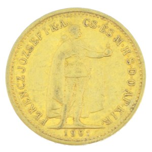 1901KB 10K Au Ferenc József Körmöcbánya kapszulában (3,38g/0.900) T:XF,VF Hungary 1901KB 10 Korona Au Franz Joseph I Kremnitz / Kremnica in capsule (3,38g/0.900) C:XF,VF Adamo K8, Krause KM#485