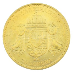 1896KB 20K Au Ferenc József Körmöcbánya (6,78g/0.900) T:AU,XF / Hungary 1896KB 20 Korona Au Franz Joseph Kremnitz (6,78g/0.900) C:AU,XF Adamo K9, Krause KM#486