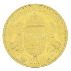 1898KB 20K Au Ferenc József Körmöcbánya (6,78g/0.900) T:AU,XF / Hungary 1898KB 20 Korona Au Franz Joseph Kremnitz (6,78g/0.900) C:AU,XF Adamo K9, Krause KM#486