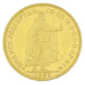 1899KB 20K Au Ferenc József Körmöcbánya (6,78g/0.900) T:XF / Hungary 1899KB 20 Korona Au Franz Joseph Kremnitz (6,78g/0.900) C:XF Adamo K9, Krause KM#486