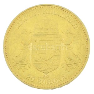 1900KB 20K Au Ferenc József Körmöcbánya kapszulában (6,77g/0.900) T:VF Hungary 1900KB 20 Korona Au Franz Joseph I Kremnitz / Kremnica in capsule (6,77g/0.900) C:VF Adamo K9, Krause KM#486