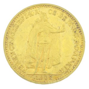 1908KB 20K Au Ferenc József Körmöcbánya kapszulában (6,77g/0.900) T:XF,VF Hungary 1908KB 20 Korona Au Franz Joseph I Kremnitz / Kremnica in capsule (6,77g/0.900) C:XF,VF Adamo K9, Krause KM#486