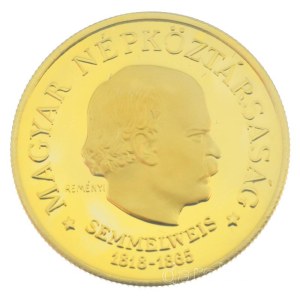 1968. 100Ft Au Semmelweis Ignác kapszulában (8,43g/0.900) T:UNC folt Hungary 1968. 100 Forint Au Ignác Semmelweis in capsule (8,43g/0.900) C:UNC spotted Adamo EM30, Krause KM#585