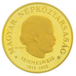 1968. 200Ft Au Semmelweis Ignác kapszulában (16,90g/0.900) T:UNC folt R! Hungary 1968. 200 Forint Au Ignác Semmelweis in capsule (16,90g/0.900) C:UNC spotted R! Adamo EM31, Krause KM#586