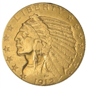 Amerikai Egyesült Államok 1912. 5$ Au Indián fej Philadelphia (8,39g/0.900) T:XF USA 1912. 5 Dollars Au Indian head Philadephia (8,39g/0.900) C:XF Krause KM#129