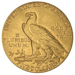 Amerikai Egyesült Államok 1912. 5$ Au Indián fej Philadelphia (8,39g/0.900) T:XF USA 1912. 5 Dollars Au Indian head Philadephia (8,39g/0.900) C:XF Krause KM#129