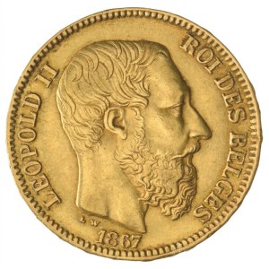 Belgium 1867. 20Fr Au II. Lipót (6,45g/0.900) T:XF,VF Belgium 1867. 20 Francs Au Leopold II (6,45g/0.900) C:XF,VF Krause KM#32