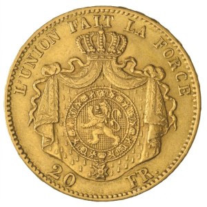 Belgium 1867. 20Fr Au II. Lipót (6,45g/0.900) T:XF,VF Belgium 1867. 20 Francs Au Leopold II (6,45g/0.900) C:XF,VF Krause KM#32