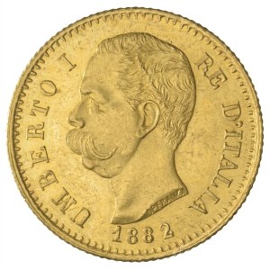 Olaszország 1882R 20L Au I. Umberto (6,47g/0.900) T:XF ph. Italy 1882R 20 Lire Au Umberto I (6,47g/0.900) C:XF edge error Krause KM#21