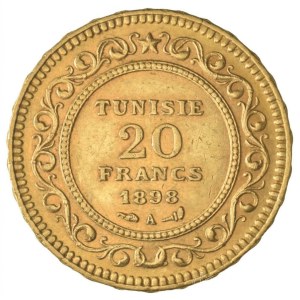 Tunézia 1898A 20Fr Au (6,47g/0.900) T:XF Tunisie 1898A 20 Francs Au (6,47/0.900) C:XF Krause KM# 227