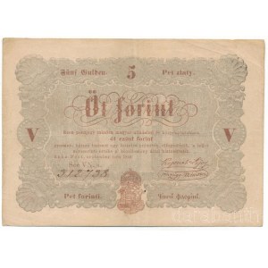 1848. 5Ft Kossuth bankó VN. a. 312738 T:F Hungary 1848. 5 Forint Kossuth banknote VN. a. 312738 C:F Adamo G109, Krause S116