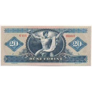 1965. 20Ft alacsonyabb C 616 000491 sorszámmal T:AU Hungary 1965. 20 Forint with lower C 616 000491 serial number T:AU Adamo F14, P#169