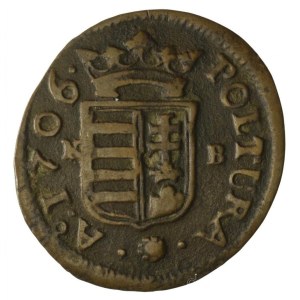 1706KB Rézpoltúra II. Rákóczi Ferenc (2,28g) T:VF Hungary 1706KB Poltura Francis II Rákóczi Kremnitz (2,28g) C:VF Huszár: 1549., Unger II.: 1139.a, Krause KM#263