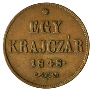 1848. 1kr Cu T:AU,XF Hungary 1848. 1 Krajczár Cu C:AU,XF Adamo B1, Krause KM#430