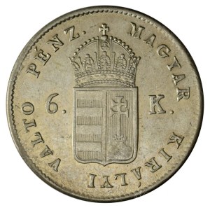 1849NB 6kr Ag Nagybánya T:AU,XF Hungary 1849NB 6 Krajczár Ag Baia Mare C:AU,XF Adamo B2, Krause KM#435
