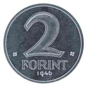 1946. 2Ft Al Kossuth címer jelöletlen Artex utánveret T:AU Hungary 1946. 2 Forint Al Kossuth coat of arms unmarked Artex restrike C:AU Adamo F7, Krause KM#533