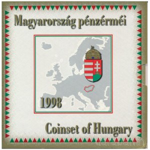 1998. 50f-200Ft (10xklf) forgalmi sor + 1998. 100Ft alpakka 1848-1849. Szabadságharc 150. évfordulójára, dísztokban, belső borító ragasztása kissé elengedett T:PP patina Hungary 1998. 50 Fillér - 200 Forint (10xdiff) coin set + 1998. 100 Forint alpakka 