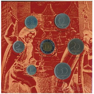 2001. 1Ft-100Ft (7xklf) forgalmi sor dísztokban, Magyarország pénzérméi sorozat T:BU Hungary 2001. 1 Forint - 100 Forint (7xdiff) coin set, Magyarország pénzérméi (Coins of Hungary) in case C:BU Adamo FO34