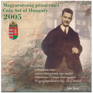 2005. 1Ft-100Ft (7xklf) forgalmi sor szettben + 10Ft József Attila. A Magyar Pénzverő József Attila magyar költő születésének 100. évfordulója alkalmából adta ki a jelen aukciónkon licitálható PP forgalmi sort, benne a legritkább magyar modernkori forga