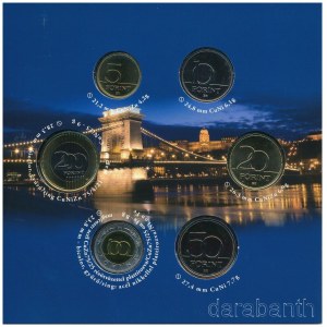 2009. 5Ft-200Ft (6xklf) Lánchíd forgalmi sor szettben T:BU Hungary 2009. 5 Forint - 200 Forint (6xdiff) Lánchíd coin set in case C:BU Adamo FO43
