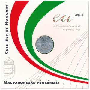 2011. 5Ft-200Ft (6xklf) forgalmi sor szettben + 3000Ft Ag Az Európai Unió Tanácsának magyar elnöksége emlékére (10g/0.925/30mm), dísztokban T:BU Hungary 2011. 5 Forint - 200 Forint (6xdiff) coin set + 3000 Forint Ag in memory of Az Európai Unió Tanácsá