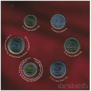 2012. 5Ft-200Ft (6xklf) elsőnapi veret, Magyarország Alaptörvénye forgalmi sor szettben T:BU Hungary 2012. 5 Forint - 200 Forint (6xdiff) first-day mint, Magyarország Alaptörvénye (The Fundamental Law of Hungary) coin set in case C:BU Adamo FO46