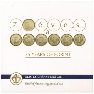 2021. 5Ft Cu-Ni-Zn 75 éves a Forint (6xklf) + 5Ft-200Ft (6xklf) forgalmi sor 75 éves a Forint dísztokban T:PP