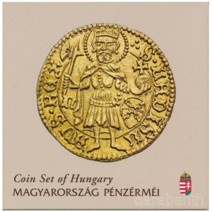 2022. 5Ft-200Ft (6xklf) forgalmi szett + Hunyadi János aranyforint aranyozott Ag utánverete (3,491g/0.999/20mm) karton dísztokban T:PP