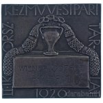 Beck Ötvös Fülöp (1873-1945) 1926. "Munka a jövőnk / 1926. II-ik Orsz. Kézművesipari Tárlat " névre szóló ezüstözött bronz plakett (70x68mm) T:AU,XF