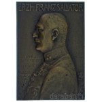 Osztrák-Magyar Monarchia 1916. "Habsburg-Toscanai Ferenc Szalvátor" egyoldalas bronz plakett. Szign.:K. Korschann (1872-1943) (70x50mm) T:XF Austro-Hungarian Monarchy 1916. "Archduke Franz Salvator of Austria" one-sided bronze plaque. Sign.:K. Korschann (