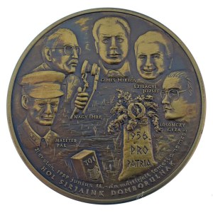 1989. 31 év után 1989 június 16.-án mártírjait temeti a nemzet - Hol sírjaink domborulnak / Acta Dimicantium Hungarorum - Numismatica Hungarica 1989 - in memoriam 1956. okt. 23. bronz kétoldalas emlékérem (50mm) T:AU Hungary 1989. After 31 years, on Ju