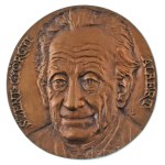 Cséri Lajos (1928-2020) DN "Szent-Györgyi Albert" egyoldalas, öntött bronz plakett (~103mm) T:AU Hungary ND "Szent-Györgyi Albert" one-sided, cast bronze plaque (~103mm) C:AU