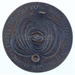 Csúcs Ferenc (1905-1999) 1970 k. "Dr. Stephanus Györffy Ophthalmologus / Annorum XXXV In Promotione Lentis Contactus" (Dr. Györffy István - Szemész) kétoldalas öntött bronz plakett, peremen jelzett sorszámmal "12" (85mm) T:AU patina Hungary ~1970. "Dr. St
