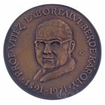 Fűz Veronika (1951-) 1971. "Prof. Vitéz Laborfalvi Berde Károly 1891-1971 / A magyar nép dermatológiája - Szeged Pécs Kolozsvár Budapest" kétoldalas, öntött bronz plakett (113mm) T:AU Hungary 1971. "Prof. Vitéz Laborfalvi Berde Károly 1891-1971 / A magyar