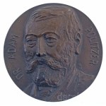 Kampfl József (1938- ) 1981. "Dr. Politzer Ádám" egyoldalas öntött bronz emlékplakett (103mm) csak előlap T:AU Hungary 1981. "Dr. Adam Politzer" one-sided cast bronze commemorative plaque Sign.: József Kampfl (1938-) (103mm) only obverse C:AU Csoma: 486.