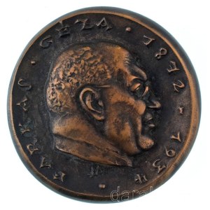 Madarassy Walter (1909-1994) 1972. Farkas Géza 1872-1934 / Prof. Farkas Géza születésének 100. évfordulójára Magyar Élettani Társaság 1972 kétoldalas bronz emlékérem (~80mm) T:AU patina