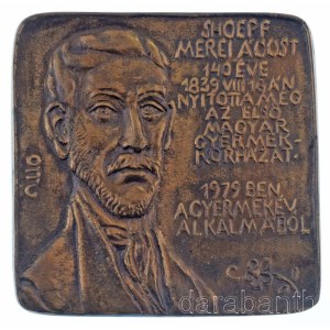 Osváth Mária (1921-1998) 1979. Dr. Shoepf Merei Ágost 140 éve 1839. VIII. 16-án nyitotta meg az első magyar gyermekkórházat - 1979-ben a gyermekév alkalmából egyoldalas öntött bronz emlékplakett (99x99mm) T:AU Hungary 1979. Dr. Shoepf Merei Ágost 140 é