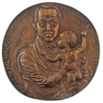 Osváth Mária (1921-1998) 1979. "Prof Heim Pál halálának 50-ik évfordulója alkalmából" egyoldalas, öntött bronz plakett (~126mm) T:AU patina