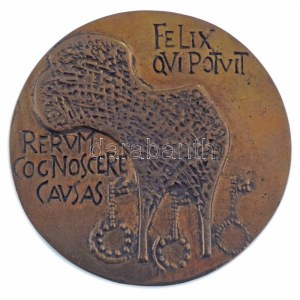 Váró Márton (1943-) 1975. Prof. Dr. Krompecher István 70 éves / Felix qvipotvit - Rervm cognoscere cavsas kétoldalas öntött bronz emlékérem (~95mm) T:AU Hungary 1975. Prof. Dr. Krompecher István 70 éves / Felix qvipotvit - Rervm cognoscere cavsas (Pro