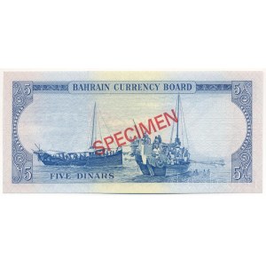 Bahrein 1964. 5D piros SPECIMEN bélyegzéssel mindkét oldalon T:UNC Bahrain 1964. 5 Dinars with red SPECIMEN overprint C:UNC Krause P#5s