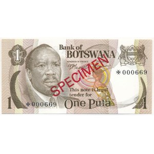 Botswana DN (1976-1979) 1P piros SPECIMEN bélyegzéssel, 000669 sorszámmal T:UNC Botswana ND (1976-1979) 1 Pula with red SPECIMEN overprint and 000669 serial number C:UNC Krause P#1s
