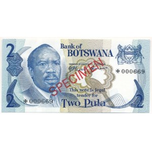 Botswana DN (1976) 2P piros SPECIMEN bélyegzéssel, 000669 sorszámmal T:UNC Botswana ND (1976) 2 Pula with red SPECIMEN overprint and 000669 serial number C:UNC Krause P#2s
